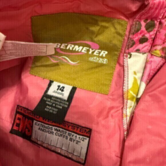 Obermeyer girls size 14 pink/green/wht insulated waterproof snow pants MSRP $140 - Picture 6 of 11